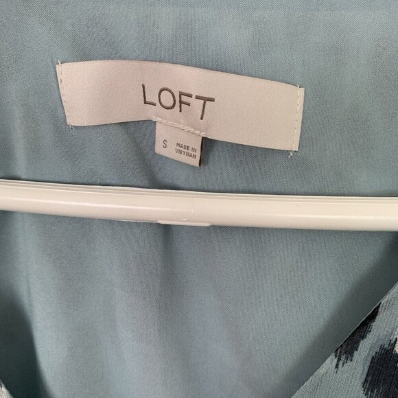 Loft Light Blue Small Snow Leopard Print V-Neck Swing Dress - Picture 6 of 15